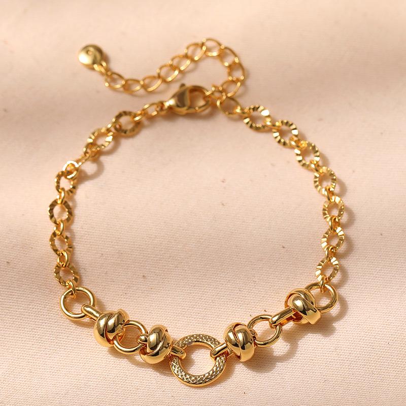 Fashion Ol Thick Chain 18k Gold Plated Brass Bracelet For Women