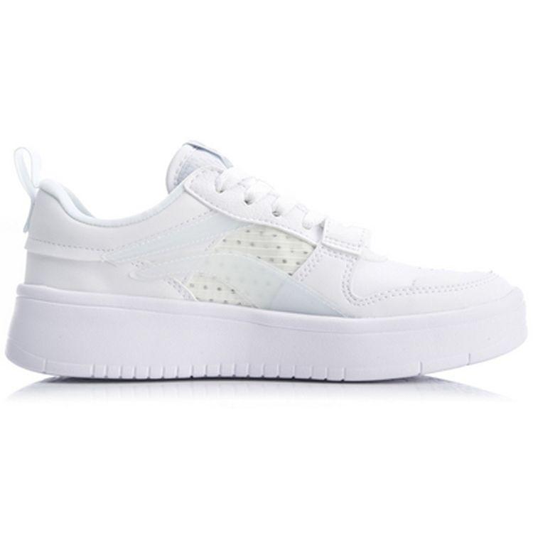 Li Ning We Wo Superwave Lite Leather Slip Resistant Durable Lightweight Breathable Low Top Skate Shoes Women sneakers White AGCQ082-1