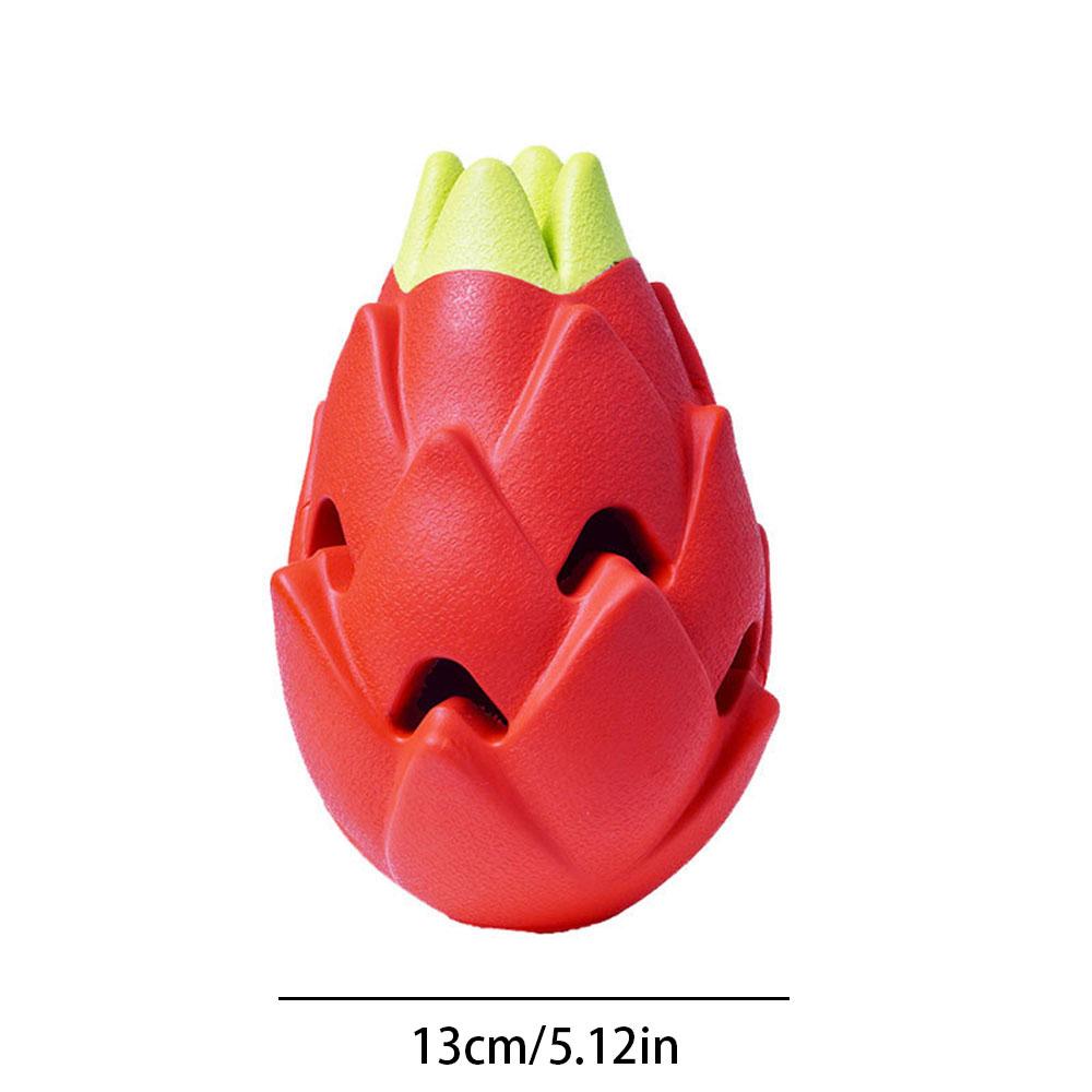 Pitaya Dog Puzzle Toy Treat Hiding Molar Chew Interactive Self Playing Pet Toy For Boredom Relief Durable Rubber Bone Shape Puppy Training Supplies