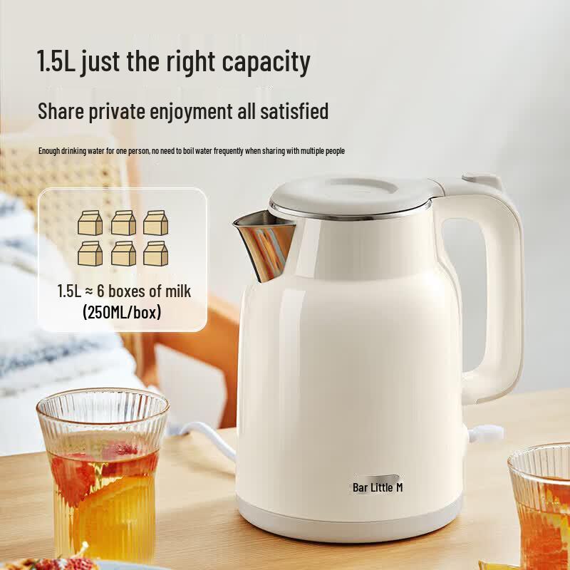 Bear 1.5L Fast Boil 304 Stainless Steel Electric Kettle CN plug (adapter included)