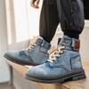 Men High Top Boots Retro Canvas Denim Boots Classic Lace Up Ankle Boot Outdoor Non Slip Platform Boots for Men Botas Para Hombre