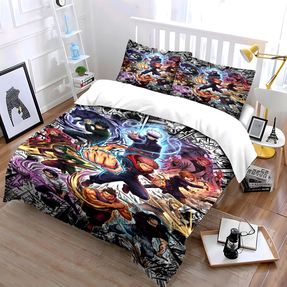 Anime Heroes Bedding Set with Action Design Bedding set (1 duvet cover, 2 pillowcases, duvet not included)
