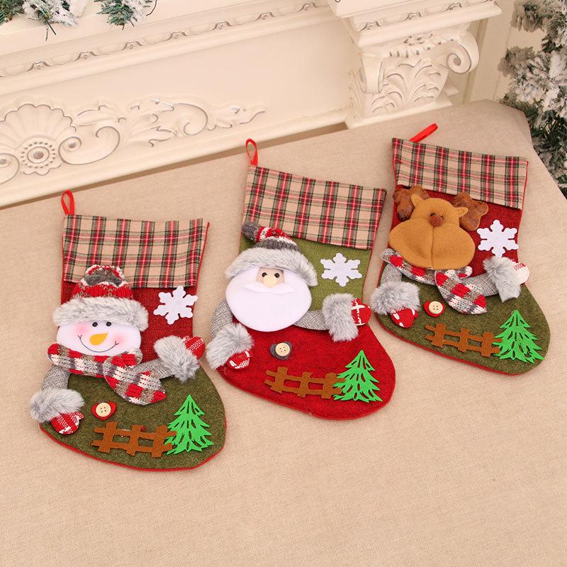 Plaid Christmas Stocking and Gift Bag for Kids - Festive Holiday Decoration