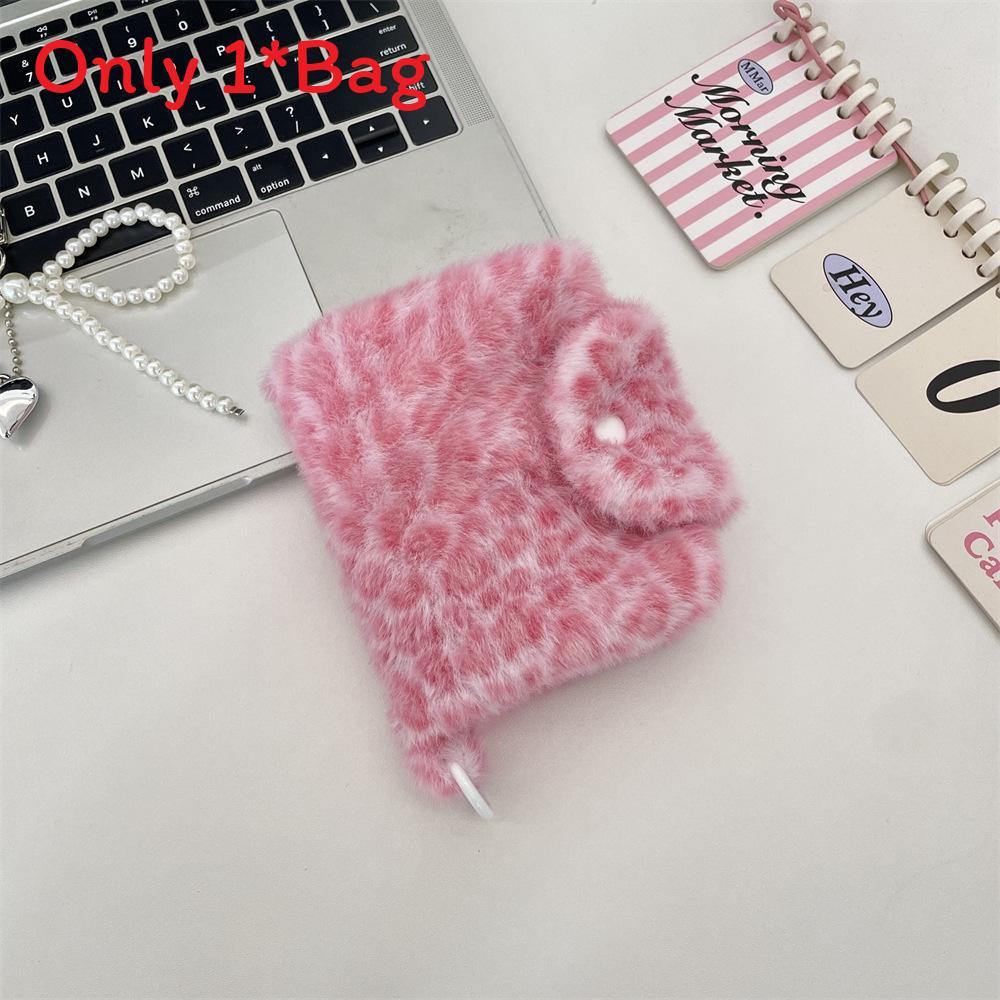 Plush Leopard Print Coin Wallet With Large Capacity For Home Use And Storage