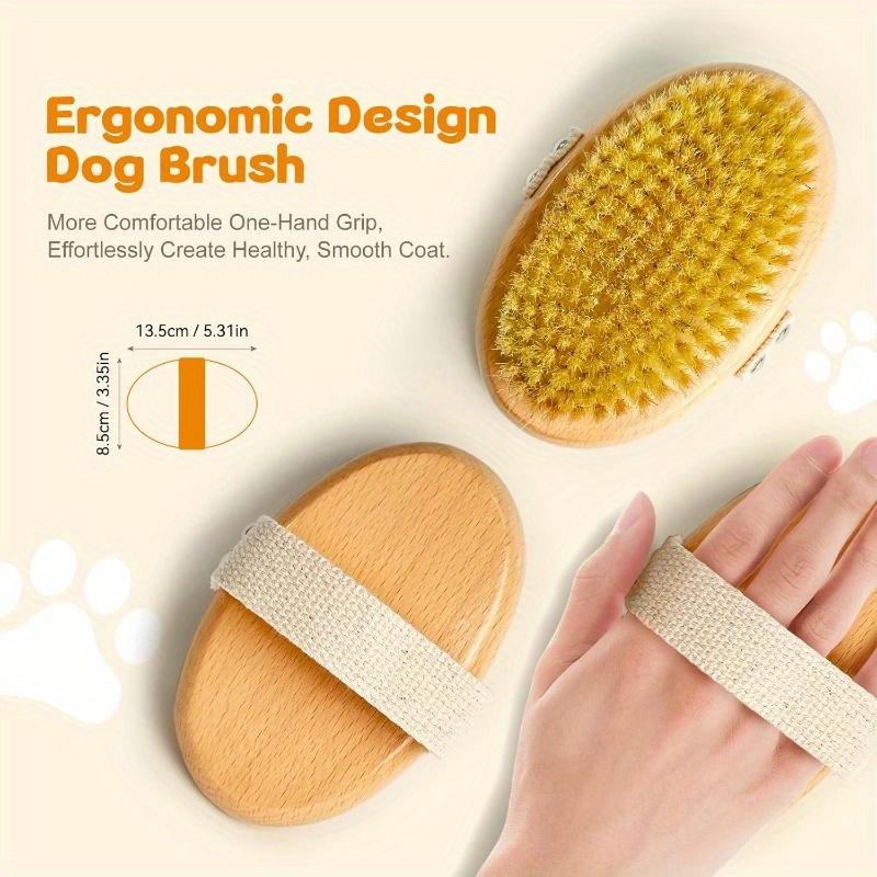 Professional Grooming Brush for Short-Haired Dogs Non-Slip Handle Gentle Grooming Reduces Shedding Pet Grooming Tool giallo