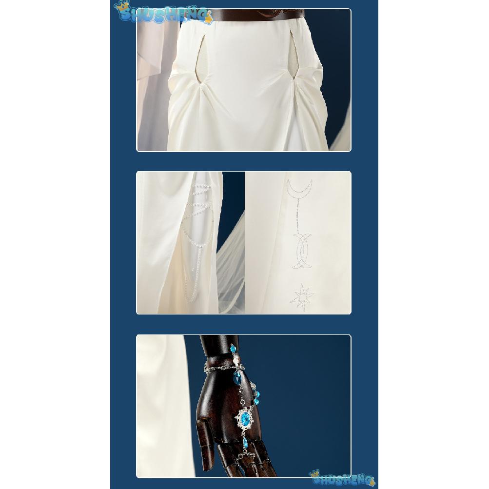 Game Nu:Carnival Edmond Cosplay Costume Neck Embroidery White Greek Style Dress Roleplay Outfit for Women or Men