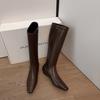 Show long legs! Korean square head tall tube small elastic low heel knight boots but knee thin boots women