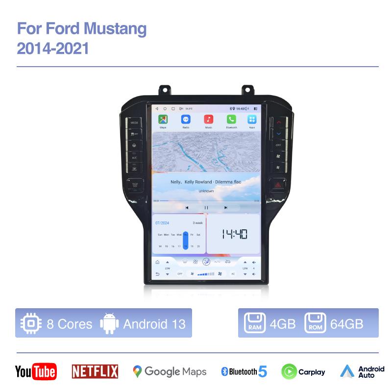 

14.5Inch Android 13 8Core For Ford Mustang 2014-2025 Car Multimedia Video Player GPS Navigation Auto Radio Carplay 4G 360 camera