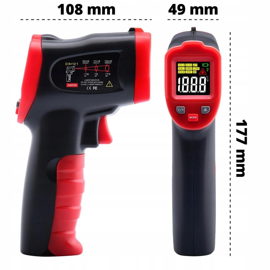 Pyrometer Laser Thermometer -50 +600°C Calibration