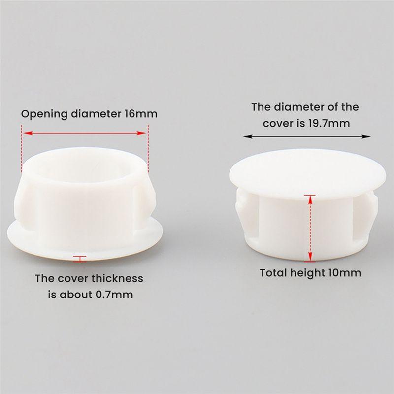 ABBY-1Set 8 Sizes Plastic Hole Plugs Assortment Flush Type Snap In Locking Tube Hole Plugs Furniture Post Pipe Insert End Cap Wh