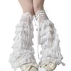 Ästhetische Elegante Mehrlagige Rüschen-Spitzen-Beinwärmer für Damen Netz-Beinärmel Abdeckungen Fußlose Socken mit Schleife