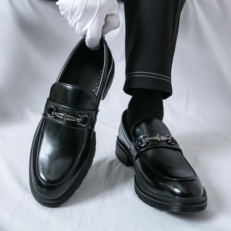 Fashion Luxury Fashion Designer New Thick Soled Pu Leather Casual Shoes For Men Slip On Loafter Formal Wedding Dress Homecoming