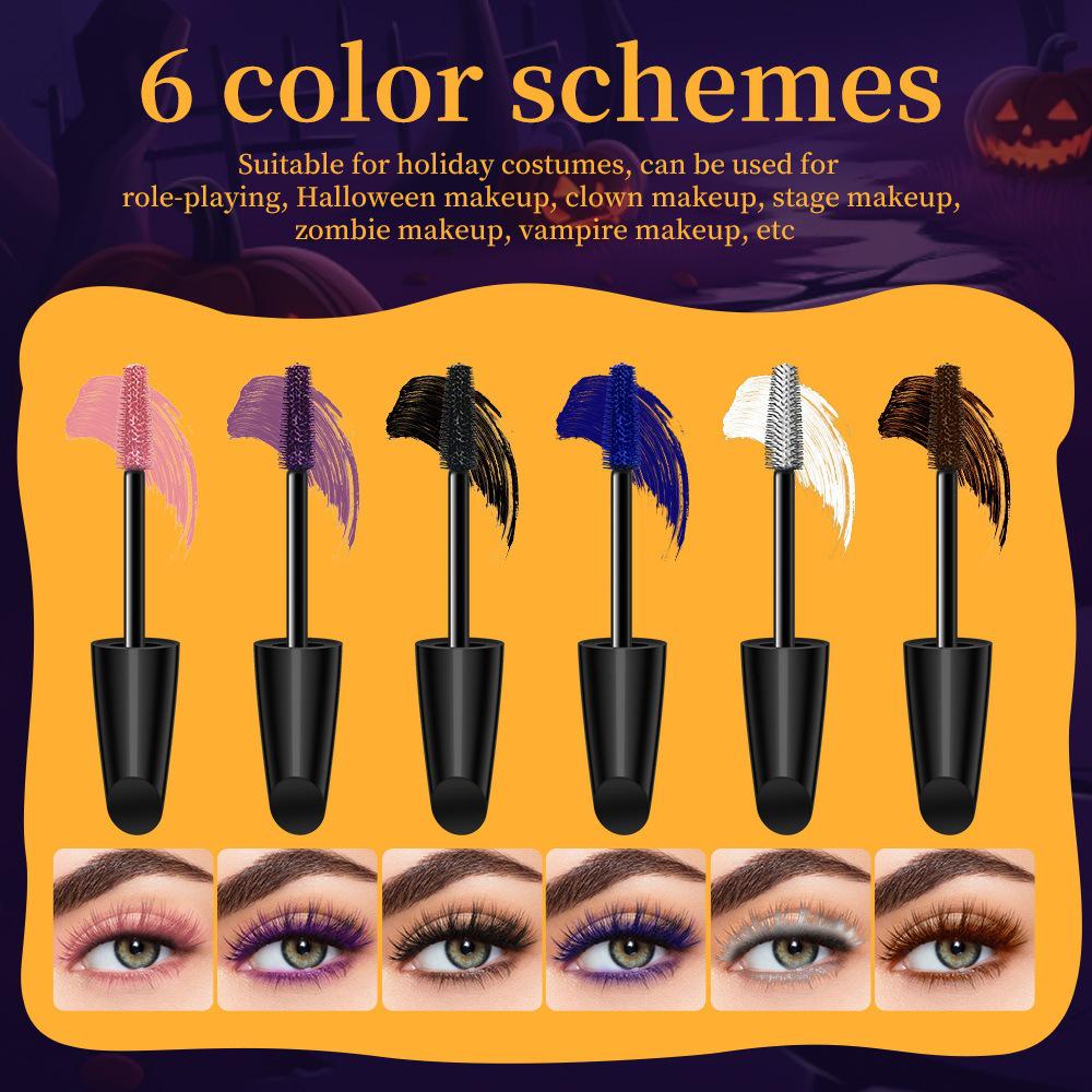 TK Halloween farbige Mascara: Sechs Farbtöne, Verdickend, Verlängernd, Wasserfest, Wischfest, Einfach zu entfernen