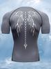 Skull Wings Print Men's Summer Fitness Running Short Sleeve Compression Sports Quick-Drying T-Shirt Short Sleeve Sports Top
