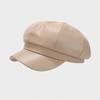PU Leather Newsboy Cap Solid Color Peaked Cap Creative Gift Beret Hat  Cold Weather Use