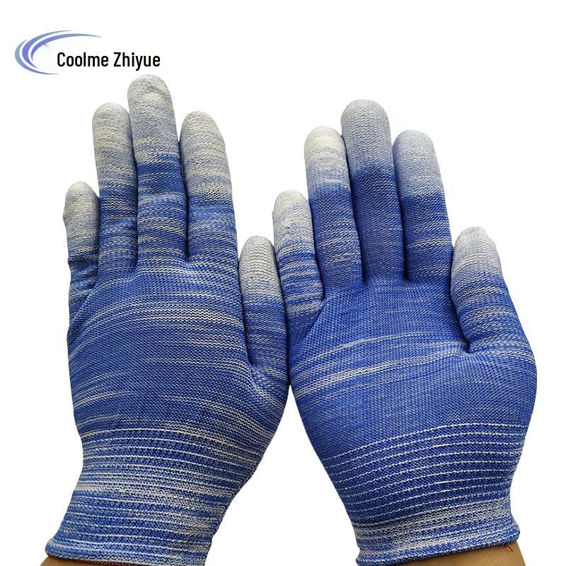 Colorful Striped PU Coated Finger Gloves