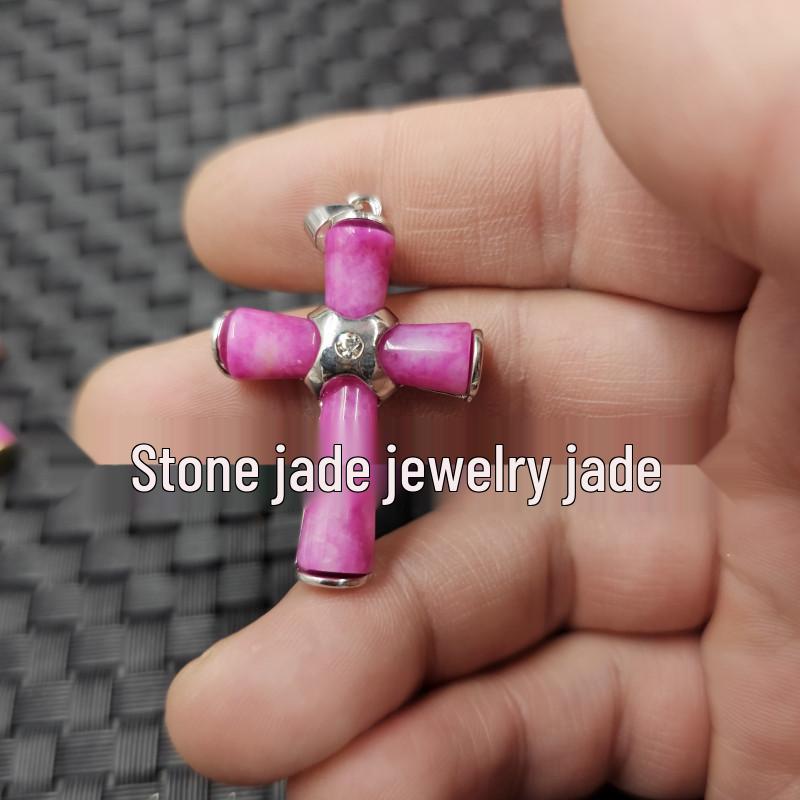 Optimized Peach Blossom Jade Pendant Necklace - Pink & Sodalite Unisex Design