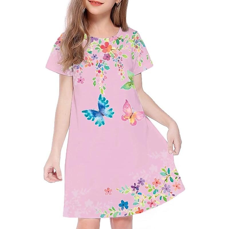 Children's Fashion Summer Casual Dresses Girls Party Dress Summer Kids Princess Beach Outfit Casual Nightgown
