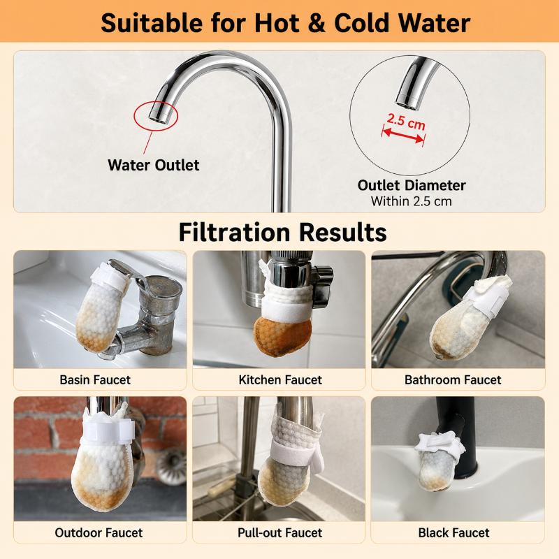 50PCS Faucet Filter Cotton Safe Tap Water Pre-Filter Pads Anti-Splashing for Daily Washing Kitchen Bathroom Use