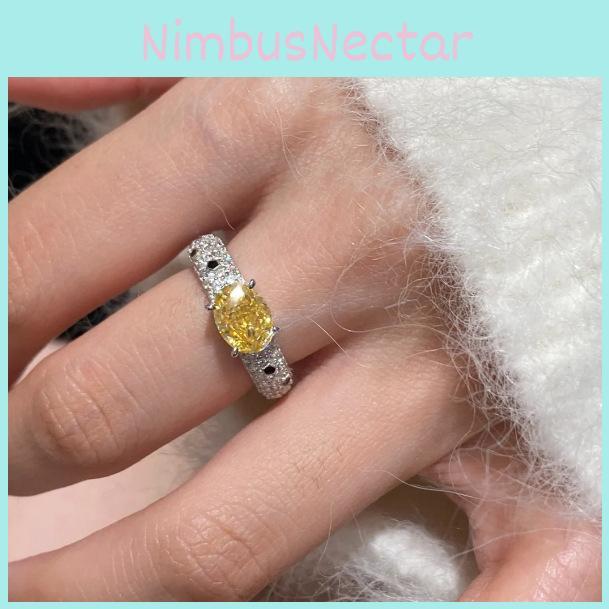 Stunning 2024 Summer Collection Womens Yellow Diamond Adjustable Ring Chic Fresh Style