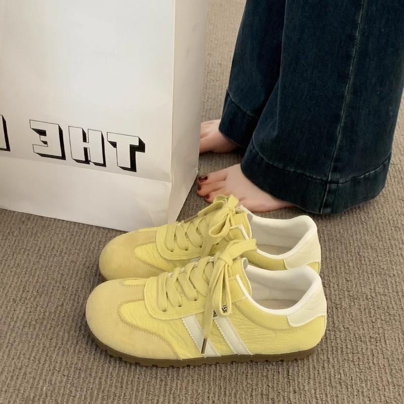 

Желтые женские туфли, новые весенне-летние на плоской подошве, универсальные, маленькие белые спортивные и повседневные кеды 39