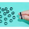 ONLYKXY 200 Pieces Black Mini Silicone Cable Ties 0.3 inch Diameter Flat Rubber Bands Elastic Bands Supplies Reble Rubber Rings Thick Rubber Bands