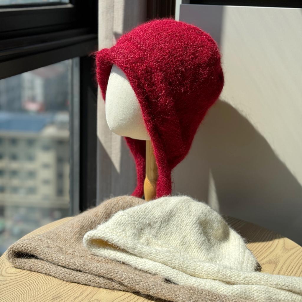 New Large Head Circumference Hat for Women Autumn and Winter Windproof Woolen Hat with Straps Ear Protection Hat Warm Knitted Hat Trendy