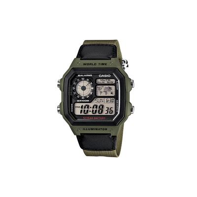 STANDARD-Serie kleines quadratisches Uhrwerk zehn Jahre Batterielaufzeit Quarzwerk Canvas-Armband Japanische und Koreanische Uhr Herrenuhr AE-1200WHB-3B