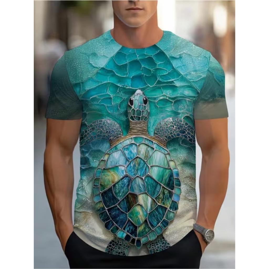 New Summer Men's Fashion T-shirt Personality Retro Pattern Printed Men's T-shirt Top