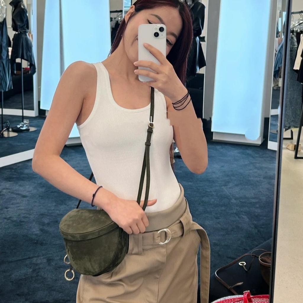 2025 New niche design first layer matte suede semi-round saddle bag fashion high-end single shoulder messenger women's bag