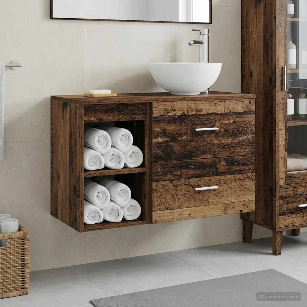 Bathroom Furniture Set 2 pcs Reclaimed Wood Effect Particleboard