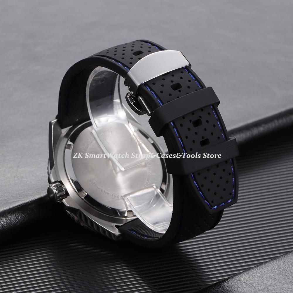20mm 22mm Silicone Watch Band Butterfly Buckle Waterproof Soft Rubber Strap for Men Women Replacement Breathable Watch Bracelet
