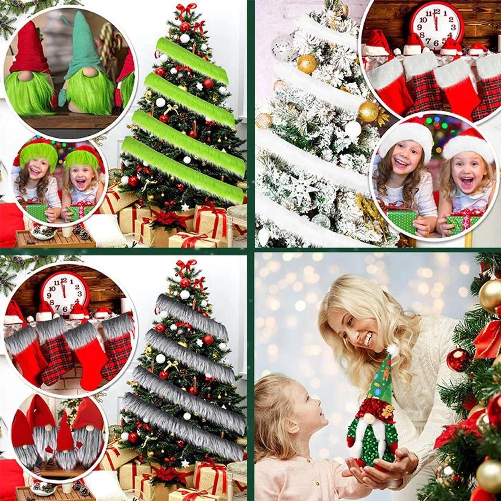 Durable 1.5M Faux Fur Ribbon DIY Solid Color Fur Stripe Sewing Fabric Christmas Decorations