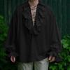 Men's Retro Shirt Lapel Pleated Fluffy Sleeve Shirt