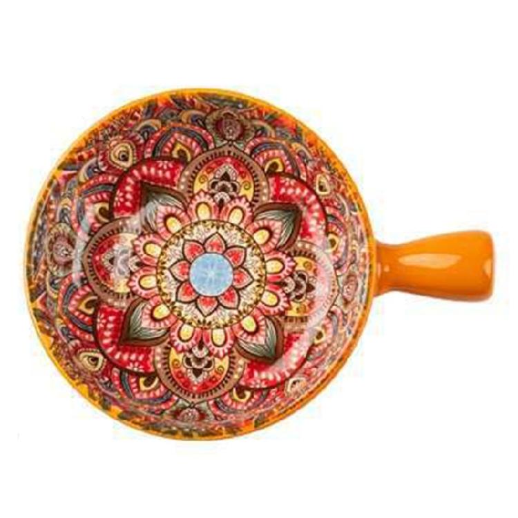 Multipurpose Bohemians Handled Bowl Salad Bowl Ceramic Texture Oven Microwave Safe Dishwasher Cleanable Healthy Cooking