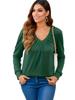 Casual Pleated V Neck Long Sleeve Blouses for Women Spring Summer