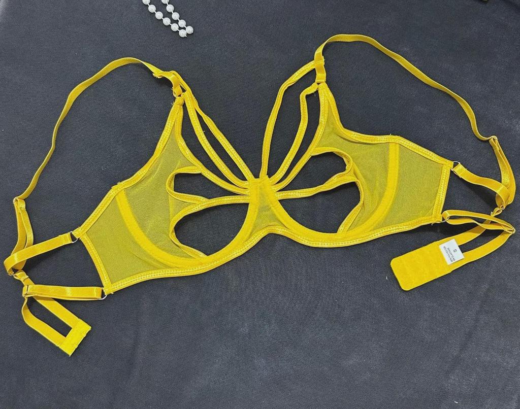 European and American Hot-Selling Erotic Lingerie: Sexy Hollow Mesh, Slim-Fit, Underwire, 4-Piece Set