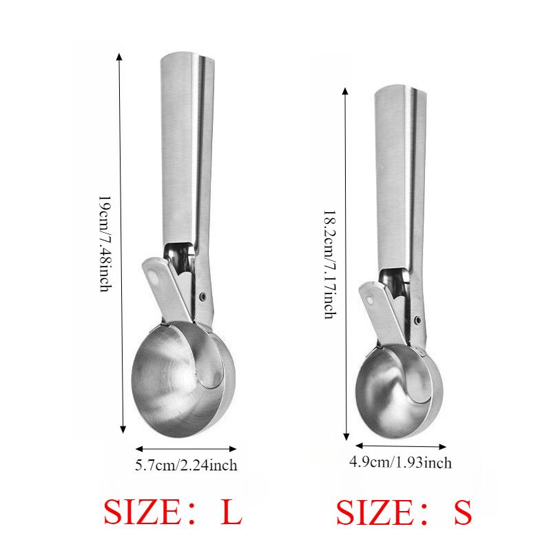 Cuillère à Glace en Acier Inoxydable Manche Ergonomique Antirouille Pour Glace Sorbet Dessert Glacé Cuisine Maison Usage Commercial Fête
