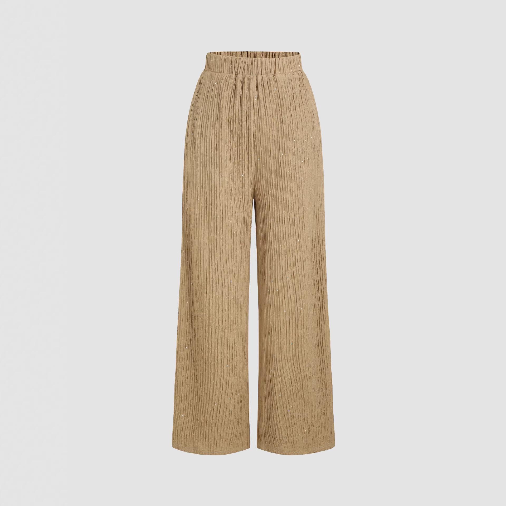 

2026 Euro-American Casual Craft Hot Stamping Pleated Home & Outdoor Pants L темные хаки