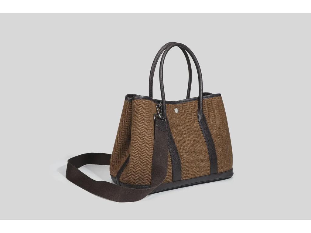 2025 Autumn/Winter Contrast Color Leather Handbag - Large Capacity Wool & Microfiber Shoulder/Crossbody Tote for Women