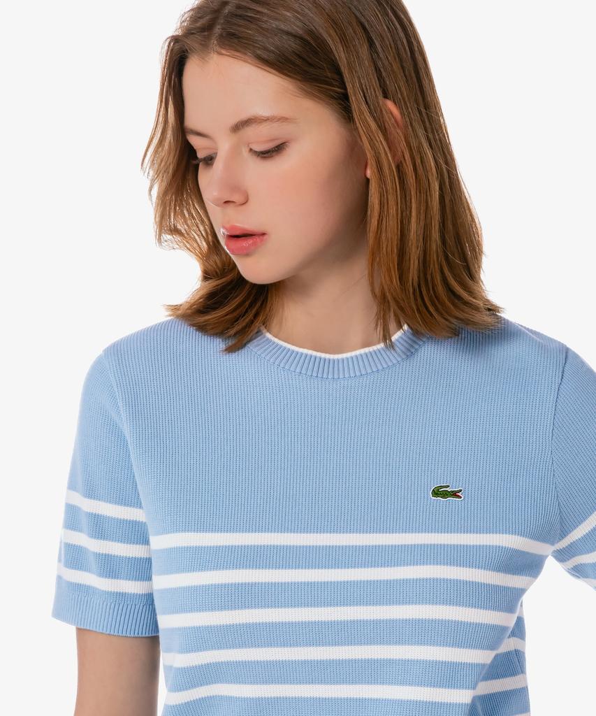LACOSTE Women'S Striped Short Sleeve Sweater Af415E-56G Aey
