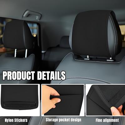 Kopfstützenbezüge für Auto mit Tasche Leder Kopfstützenbezug Multifunktionaler Organizer Nackenstütze Schutz Zubehör