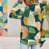 Women Plus Size Geometric Printed Long Sleeve Drawstring Hood Kangaroo Pocket Pullover Hoodie
