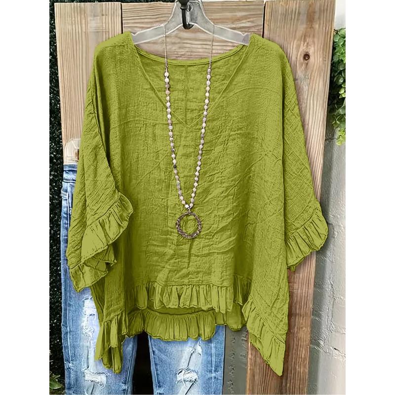 MGHR Women's Fashion Short Sleeve V-Neck Casual Blouses & Shirts