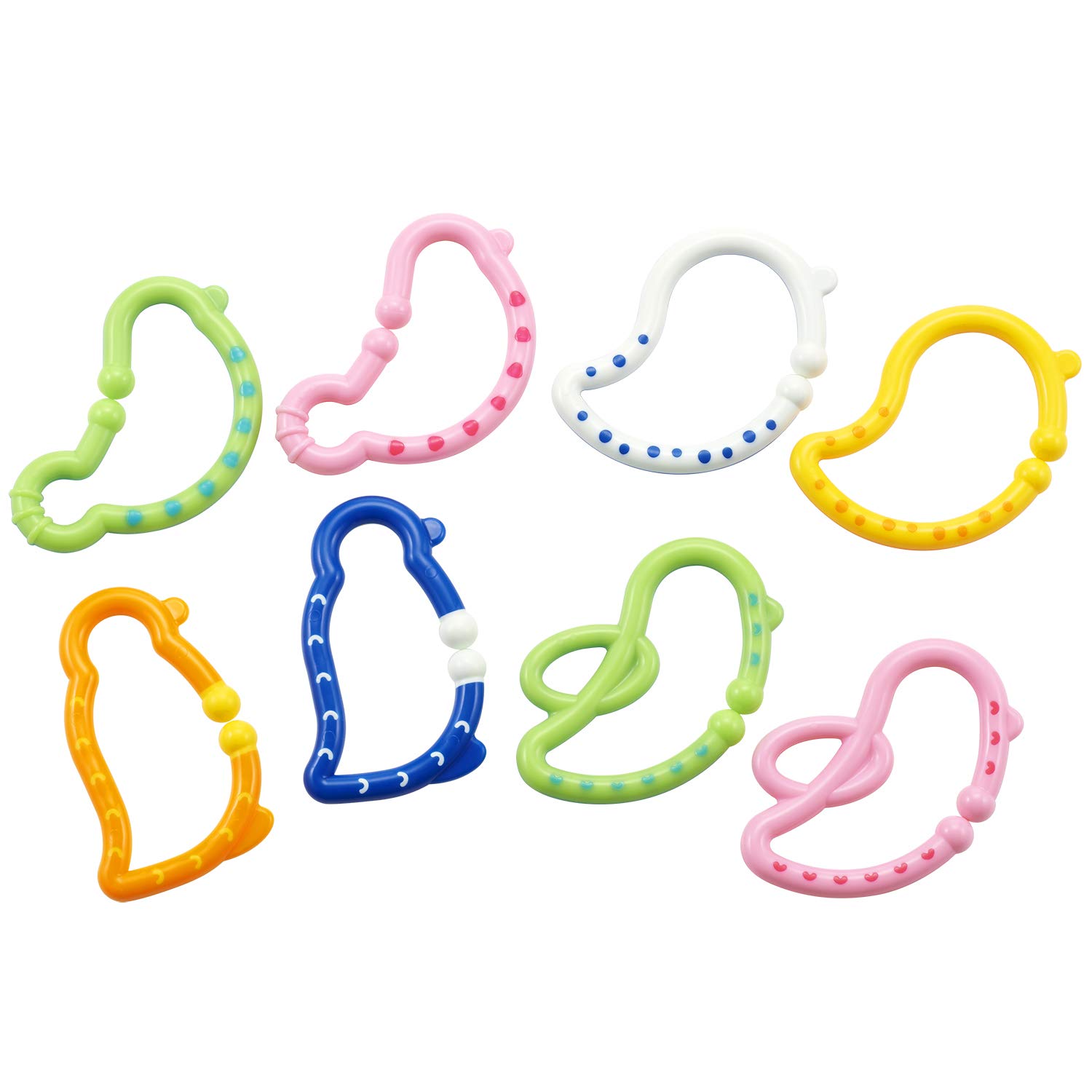 

LEC Dream Collection Connectable Multi-Rings, 8-Piece Bird Shape (Teething Toy, Educational Toy, Anti-Loss Ring) A00056
