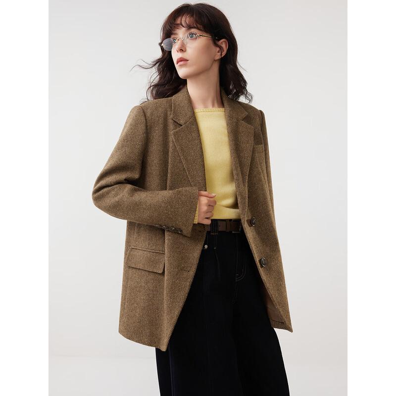 ELLE Damen Blazer aus Wollmischung im französischen Stil