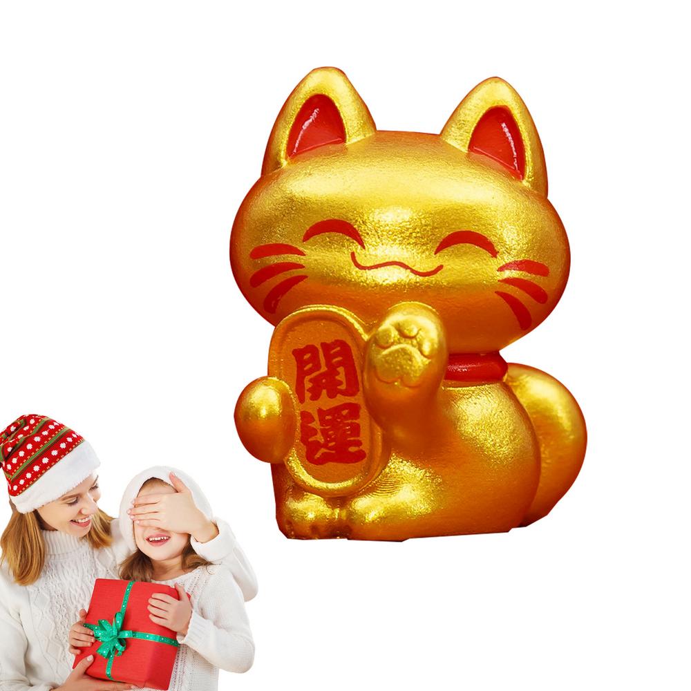 Счастливый кот фэн-шуй Милая фигурка кота богатства Коллекционный декор удачи Украшения Счастливый кот Мини-коллекция фигурок Манэки-нэко золотой