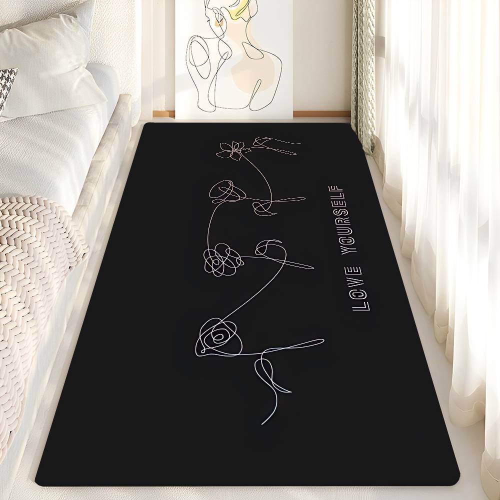 Love Yourself Flower Kpop Floor Mat INS Style Soft Bedroom Floor House Laundry Room Mat Anti-skid Household Carpets
