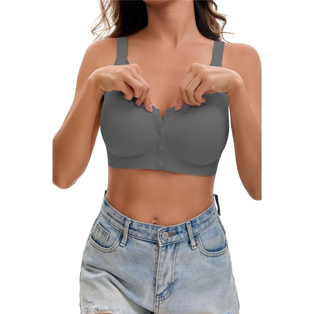 Plus Size Front Closure Wireless Bra - Seamless Thin Jelly Full Support Comfort Bra For Women