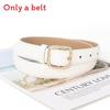 Simple Solid Color Women Belt With Twists Square Button Fashionable Versatile